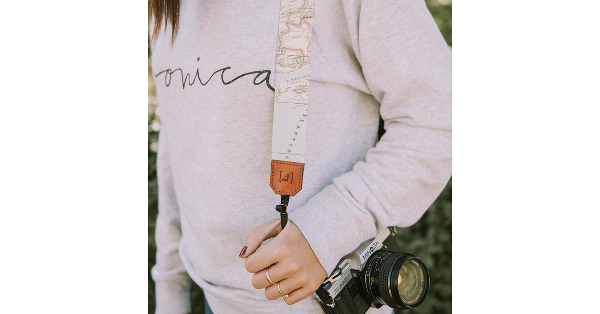 MAPPEMONDE - Sangle Appareil Photo Coton et Cuir - Life Peak